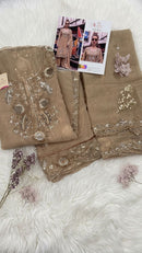 Motifz 5482 Gold Chiffion Embroidery Bits Work Suits