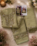 Motifz 5482 Gold Chiffion Embroidery Bits Work Suits