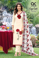 Al Karam Kaju Katli Rayon Fancy Work Ladies Designer Suit