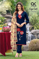 Al Karam Kaju Katli Rayon Fancy Work Ladies Designer Suit