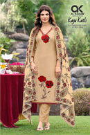Al Karam Kaju Katli Rayon Fancy Work Ladies Designer Suit