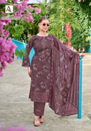Alok Suits Amna Babar Cotton Foil Print Fancy Embroidered Suits