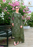 Alok Suits Amna Babar Cotton Foil Print Fancy Embroidered Suits