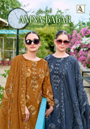 Alok Suits Amna Babar Cotton Foil Print Fancy Embroidered Suits