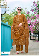 Alok Suits Amna Babar Cotton Foil Print Fancy Embroidered Suits