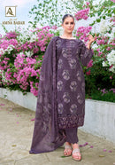 Alok Suits Amna Babar Cotton Foil Print Fancy Embroidered Suits