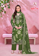Alok Suits Apple Cut Edition 4 Viscose Foil Print Suit With Fancy Embroidery Work