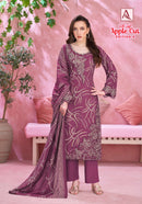 Alok Suits Apple Cut Edition 4 Viscose Foil Print Suit With Fancy Embroidery Work