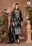 Alok Suits Black Bloom Rayon Print With Fancy Embroidery Work Suit Designer Collection