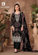 Alok Suits Black Bloom Rayon Print With Fancy Embroidery Work Suit Designer Collection