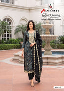 Alok Suits Black Bunny Edition 6 Viscose Printed Suit With Fancy Embroidery