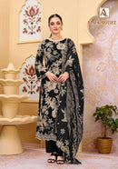 Alok Suits Black Motifz Viscose Foil Print Fancy Work Designer Suit