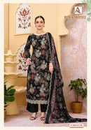 Alok Suits Black Motifz Viscose Foil Print Fancy Work Designer Suit