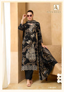 Alok Suits Black Royale Viscose Print With Fancy Embroidery Work Suit
