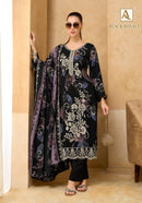 Alok Suits Black Royale Viscose Print With Fancy Embroidery Work Suit