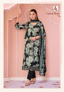Alok Suits Crystal Black Viscose Foil Print With Fancy Embroidery Work Suits