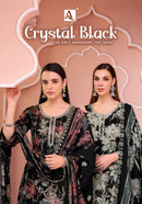 Alok Suits Crystal Black Viscose Foil Print With Fancy Embroidery Work Suits