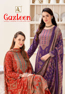 Alok Suits Gazleen Pashmina Digital Print Suit With Fancy Handwork