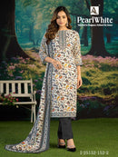 Alok Suits White Pearl Pashmina Digital Printed Suit With Fancy Worked Suits