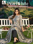 Alok Suits White Pearl Pashmina Digital Printed Suit With Fancy Worked Suits