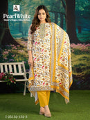 Alok Suits White Pearl Pashmina Digital Printed Suit With Fancy Worked Suits