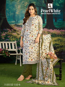 Alok Suits White Pearl Pashmina Digital Printed Suit With Fancy Worked Suits