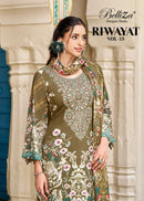 Belliza Designer Studio Riwayat Vol 19 Viscose Digital Print Fancy Work Suit