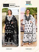 Blue Hills Black and White Vol 22 Rayon Fancy Work Ladies 3 Piece Suit Set