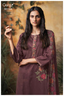 Ganga Saiba 5115 Premium Satin Cotton Printed Embroidery Designer Dress Material
