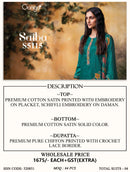 Ganga Saiba 5115 Premium Satin Cotton Printed Embroidery Designer Dress Material