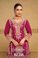 Gulkayra Designer Reva Chinon Heavy Embroidered Festive Wear Suit