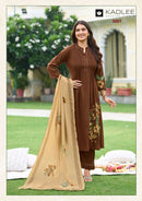 Kadlee Fashion Saaj Rayon Suit Set With Hand & Thread Work Kurti