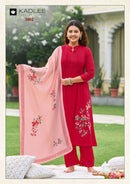 Kadlee Fashion Saaj Rayon Suit Set With Hand & Thread Work Kurti