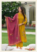 Kadlee Fashion Saaj Rayon Suit Set With Hand & Thread Work Kurti