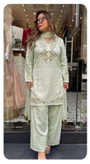 Khas Fashion 117 Premium Satin Heavy Embroidery Designer Suit