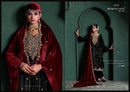 Mumtaz Arts Mehroon Velvet Embroidered Heavy Designer Suit