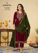 Rangoon Sajdah Crush Fabric Designer Work Readymade Ladies Suits