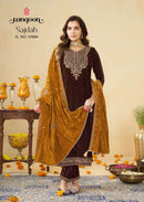 Rangoon Sajdah Crush Fabric Designer Work Readymade Ladies Suits
