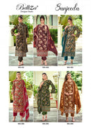 Belliza Sanjeeda Viscose Rayon Elegant Embroidered Suit Collection