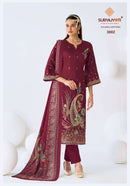 Suryajyoti Kaara Cotton Vol 3 Jam Satin Print Fancy Work Suit