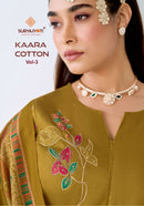 Suryajyoti Kaara Cotton Vol 3 Jam Satin Print Fancy Work Suit