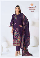 Suryajyoti Kaara Cotton Vol 3 Jam Satin Print Fancy Work Suit