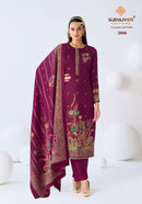 Suryajyoti Kaara Cotton Vol 3 Jam Satin Print Fancy Work Suit