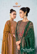 Suryajyoti Kalamkari Vol 1 Jam Satin Print with Fancy Swarovski Work Designer Suit