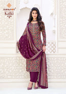Suryajyoti Kalki Vol 41 Jam Satin Printed Suit With Embroidery Work