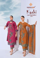 Suryajyoti Kashi Vol 1 Modal Foil Print Fabric With Embroidery Work Suit