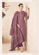 Suryajyoti Krista Vol 4 Jam Satin Printed Suit With Embroidery Worked Suits