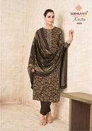 Suryajyoti Krista Vol 4 Jam Satin Printed Suit With Embroidery Worked Suits