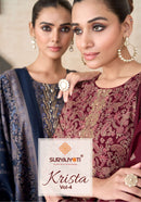 Suryajyoti Krista Vol 4 Jam Satin Printed Suit With Embroidery Worked Suits