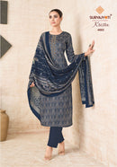 Suryajyoti Krista Vol 4 Jam Satin Printed Suit With Embroidery Worked Suits